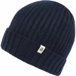 Business Cashmere Muetze mit Umschlag - navy (blau)