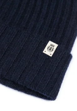 Business Cashmere Muetze mit Umschlag - navy (blau)