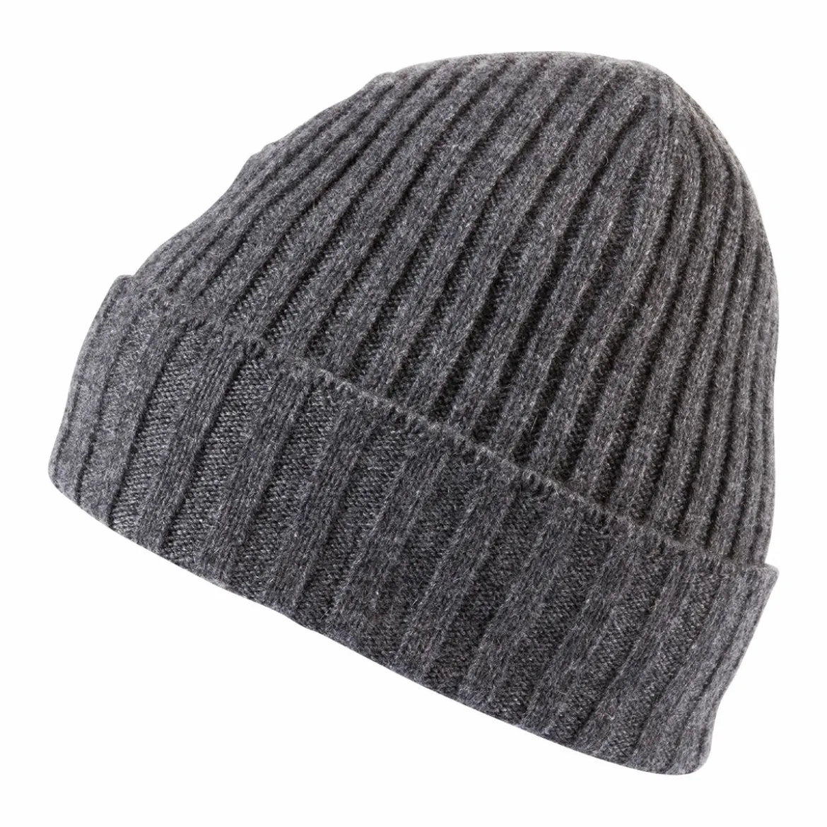 Business Cashmere Muetze mit Umschlag - flanell (grau)
