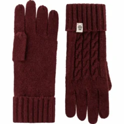 Cabled Charm Strickhandschuhe - mulberry (rot)