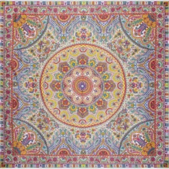 Circular Paisley 140x140 - multi colour (beige)