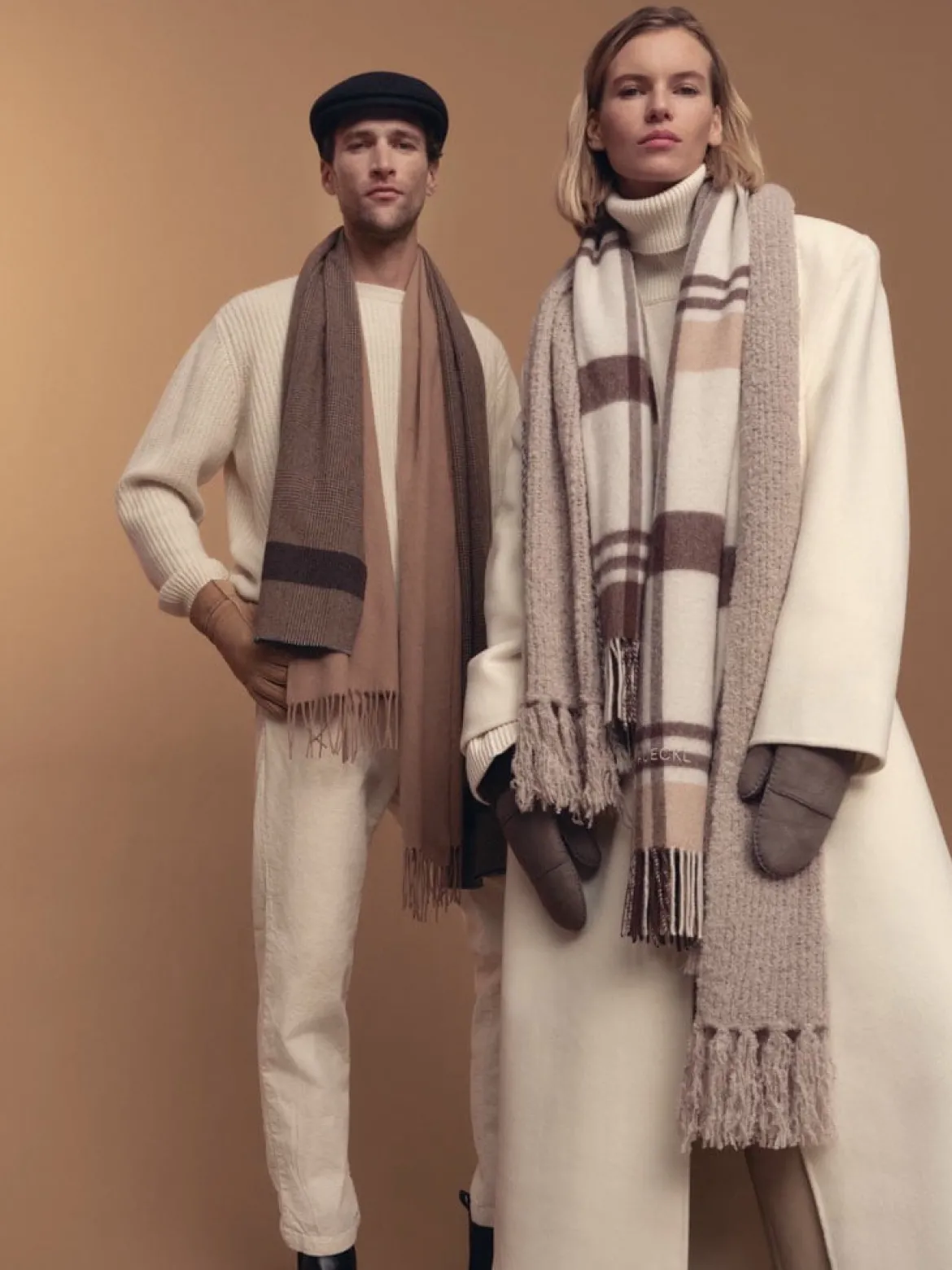 Classic Bouclé Schal 35x180 - cashmere (beige)