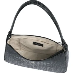 Cleo small Croco silver - black (schwarz)