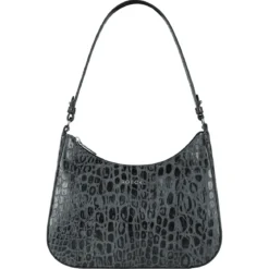 Cleo small Croco silver - black (schwarz)