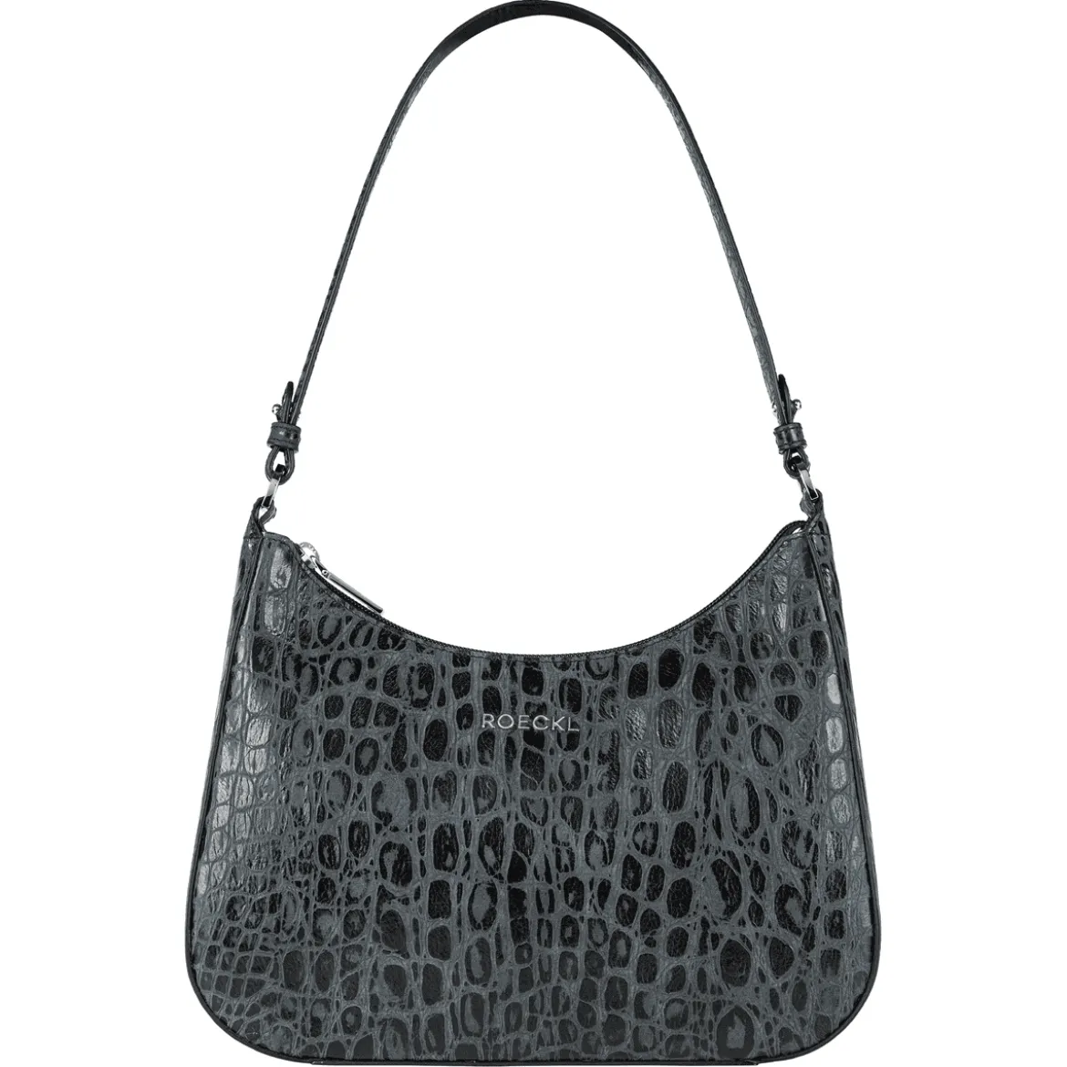 Cleo small Croco silver - black (schwarz)