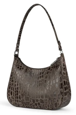 Cleo small Croco silver - mocca (braun)