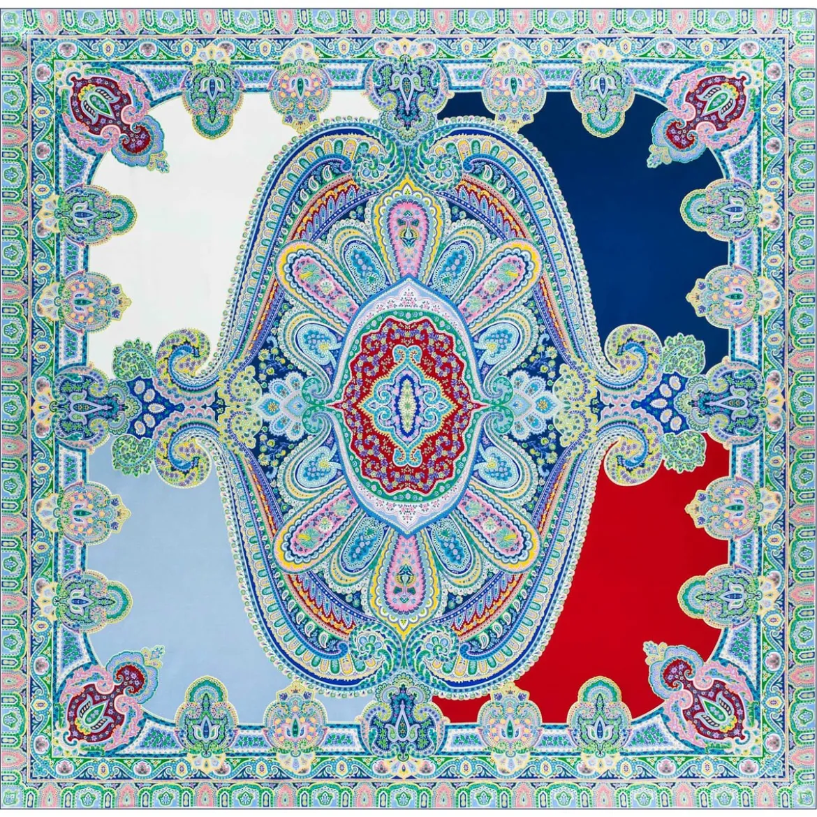Colorblocking Ornament 140x140 - multi blue (blau)