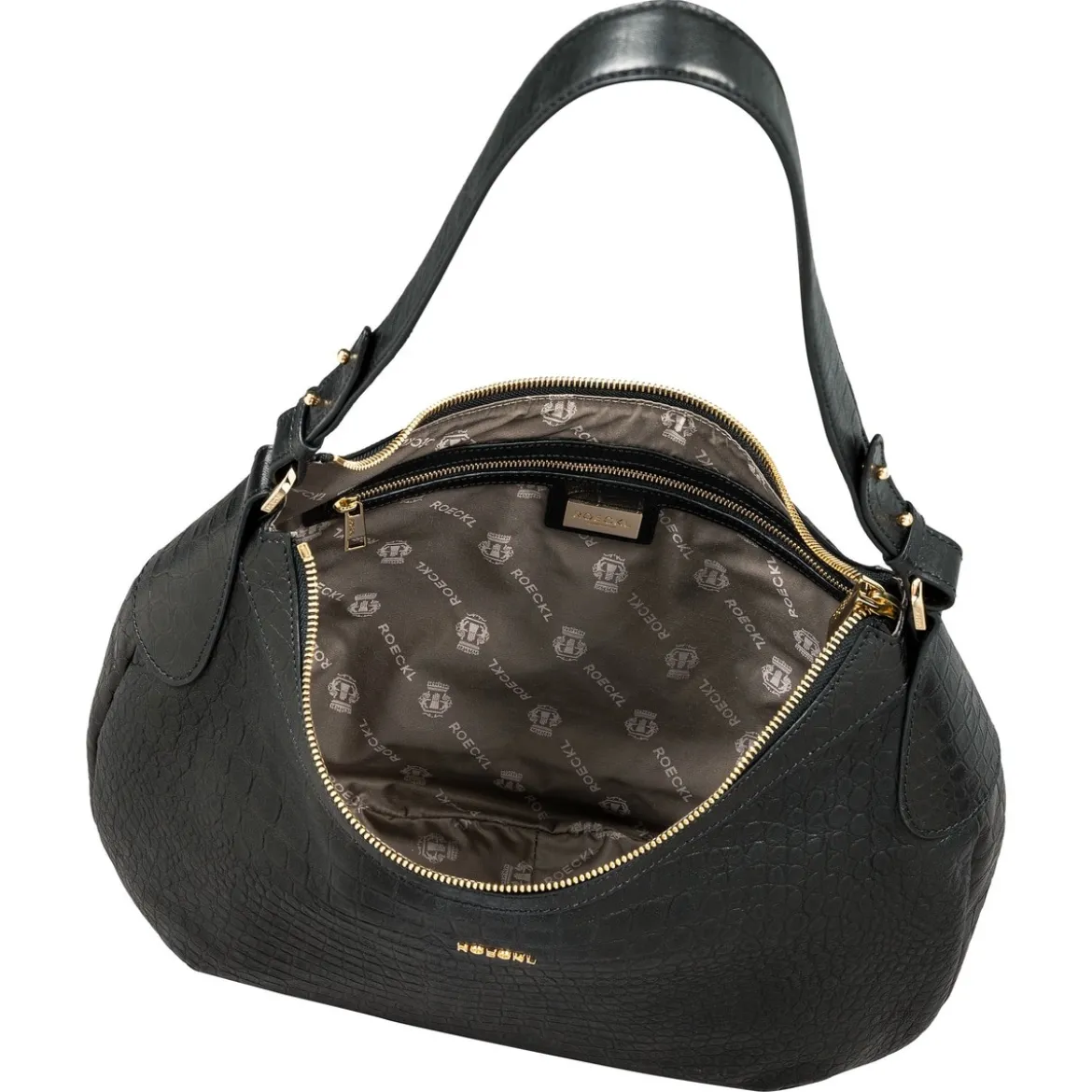 Liberty Schultertasche medium Croco - black (schwarz)