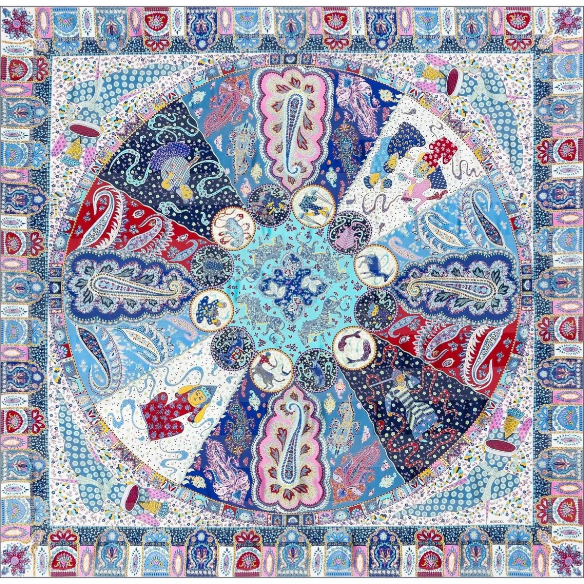 Persisches Horoskop 140x140 - multi blue (blau)
