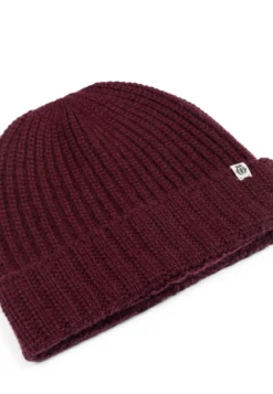 Pure Cashmere Umschlagmuetze - mulberry (rot)