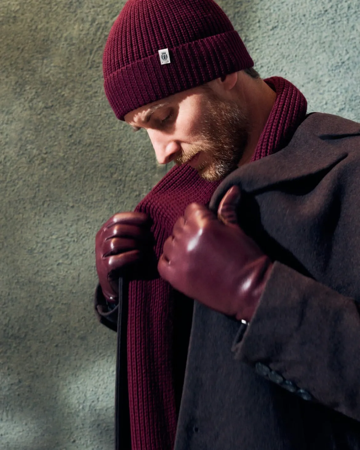Pure Merino Umschlagmuetze - wine (rot)