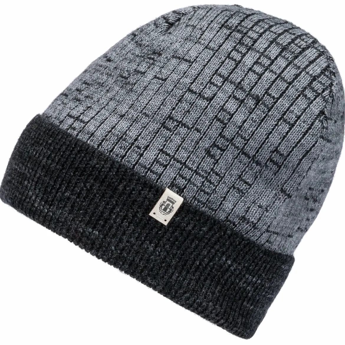 Two-Tone Merino Mütze - grey/black (grau)