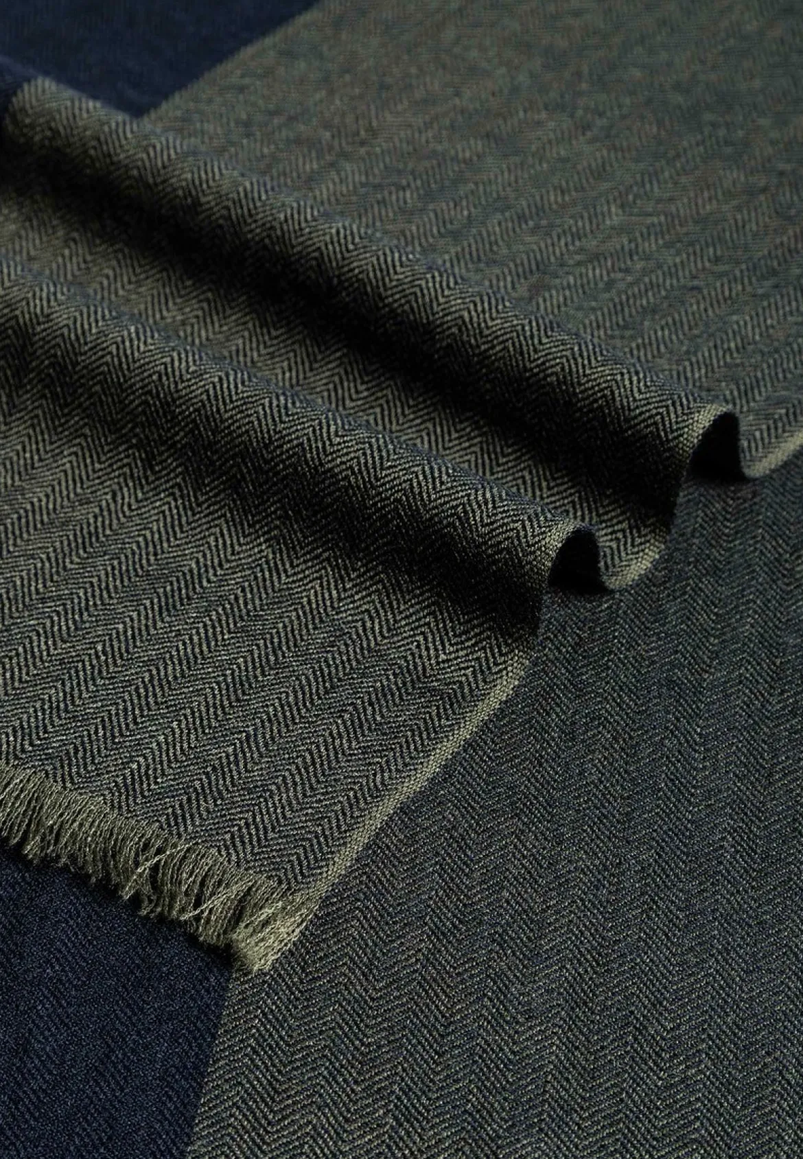 Two-Tone Wool 40x180 - olive/navy (blau)